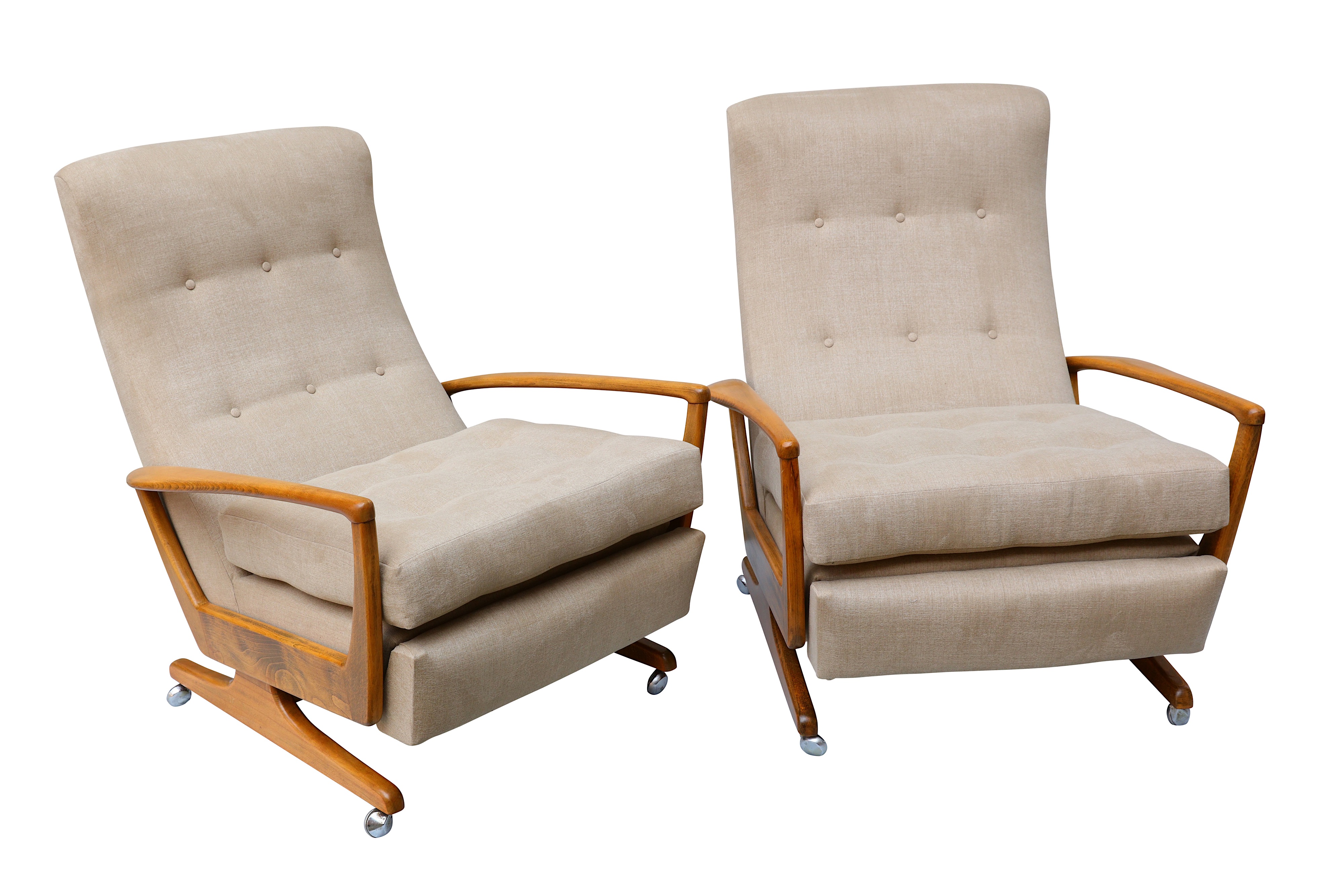 PARKER KNOLL: A pair of reclining PK1020, 1960s, button-upholstery, teak frames - Image 2 of 2