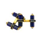 A pair of lapis lazuli and sapphire cufflinks