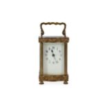 An early 20th century French brass carriage clock