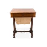 An early Victorian rosewood sewing table,