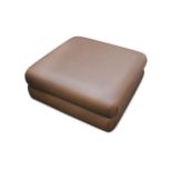 A square brown leather pouffe