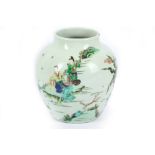 A CHINESE FAMILLE VERTE FIGURATIVE JAR.