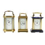 Three 20th century miniature carriage clock timepieces