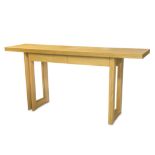 A Heals light oak console or dining table