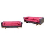 LINLEY: A pair of Lizard Sofas, leather and fabric upholstery