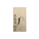 A Chinese painting mounted on a hanging scroll by Huang Shen.