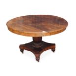 A Regency rosewood circular tilt-top breakfast table