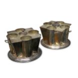 AMENDED - A pair of silver plated Art Deco design SS Boston, White Star four bottle wine coolers