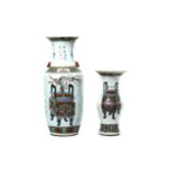 Two Chinese famille rose 'incense burners' vases.