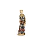 AN IVORY POLYCHROME-PAINTED FIGURINE