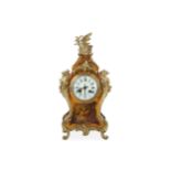 A late 19th century Vernis Martin and brass mounted mantel clock