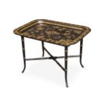 A Victorian style papier mache tray top coffee table