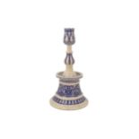 AN OTTOMAN-STYLE BLUE AND WHITE POTTERY CANDLESTICK