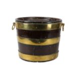 A 19th century brass bound peat bucket
