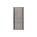 A large contemporary Faux silk "Sylka" carpet pale grey with aubergine colour border 490cm x 210cm.