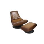 FRANCE, A swivel chair and ottoman, early 1970s