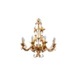 A gilt metal eight branch chandelier