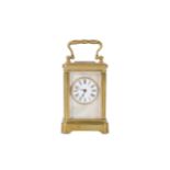 A late 19th century French miniature brass and mother of pearl carriage clock by Henri Jacot