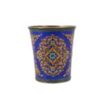 A TALL ENAMELLED SILVER CUP