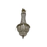 A late 19th to early 20th Century gilt metal basket form chandelier