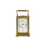 A LARGE LATE 19TH CENTURY FRENCH ENGRAVED BRASS CARRIAGE CLOCK