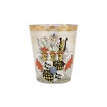 A large Bohemian Historismus armorial enamelled glass beaker