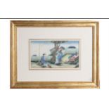 A set of six 19th century Chinese watercolour on paper, depicting sericulture, framed (6)