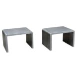 A pair of modern aluminium low tables