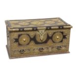 AMENDED - A rectangular Zanzibar trunk with brass studs and fittings