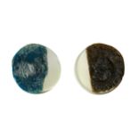 TWO FRAGMENTS OF HOT-WORKED GLASS MEDALLIONS