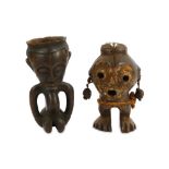 TWO TRIBAL WOOD FIGURAL CARVINGS
