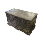 A rectangular Zanzibar trunk with brass studs and fittings