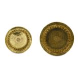 TWO SMALL COPPER-INLAID BRASS DISHES