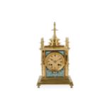 A late 19th / early 20th century French brass and cloisonne enamel mantel clock