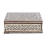 A 20th Century mother of pearl inlaid jewellery box
