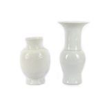 TWO CHINESE WHITE GLAZED VASES