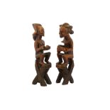 TWO CHOKWE SEATED FIGURES