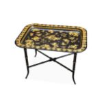 A Victorian style papier mache tray top coffee table