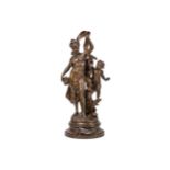 Emile Bruchon (French, 1806-1895): A late 19th century bronzed spelter group 'La Source'
