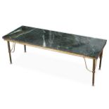 A green variegated marble rectangular topped coffee table