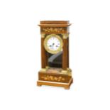 An early 20th Century rosewood and marquetry inlaid portico clock