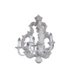 An Italian Chelini chandelier, carved and white painted wood