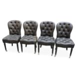 A good set of four modern HOWE dark leather button backed and seated salon chairs