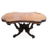 An early Victorian Irish Killarney walnut centre table