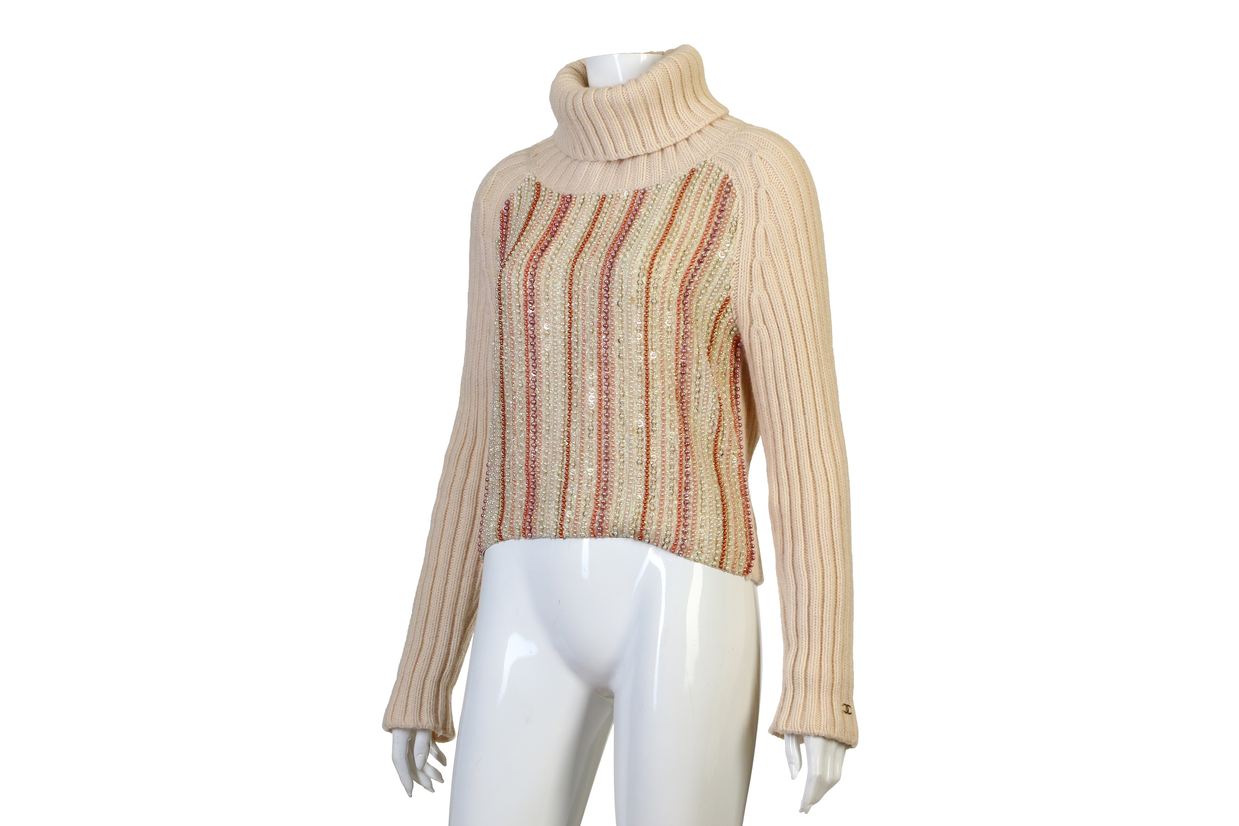 Chanel Embellished Cashmere Roll Neck Jumper - Image 4 of 6