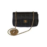 Chanel Black Satin Chocolate Bar Mini Flap Bag