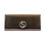 Gucci Bronze Metallic Leather Broadway Clutch