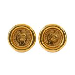 Chanel Vintage 'Coco Chanel' Coin Clip On Earrings