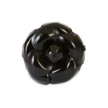 Chanel Black Leather Camellia Brooch
