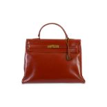 Hermès Oxblood Box Kelly Retourné 35